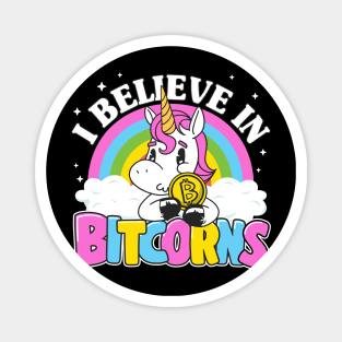 I Believe In Bitcorns Cute Vintage Bitcoin Unicorn Funny BTC Gift Magnet